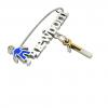 baby safety pin, boy – newborn – January 1st, made of 18k white gold vermeil on 925 sterling silver with blue enamel