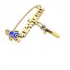 baby safety pin, boy – newborn – January 1st, made of 18k yellow gold vermeil on 925 sterling silver with blue enamel
