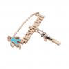 baby safety pin, boy – newborn – January 1st, made of 18k rose gold vermeil on 925 sterling silver with turquoise  enamel