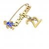 baby safety pin, boy – newborn – January 22nd, made of 18k yellow gold vermeil on 925 sterling silver with blue enamel