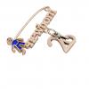 baby safety pin, boy – newborn – January 26th, made of 18k rose gold vermeil on 925 sterling silver with blue enamel