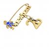 baby safety pin, boy – newborn – January 26th, made of 18k yellow gold vermeil on 925 sterling silver with blue enamel