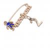 baby safety pin, boy – newborn – January 2nd, made of 18k rose gold vermeil on 925 sterling silver with blue enamel