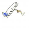 baby safety pin, boy – newborn – January 2nd, made of 18k white gold vermeil on 925 sterling silver with blue enamel