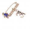 baby safety pin, boy – newborn – July 31st, made of 18k rose gold vermeil on 925 sterling silver with blue enamel