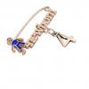 baby safety pin, boy – newborn – July 4th, made of 18k rose gold vermeil on 925 sterling silver with blue enamel