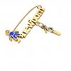 baby safety pin, boy – newborn – June 1st, made of 18k yellow gold vermeil on 925 sterling silver with blue enamel