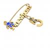 baby safety pin, boy – newborn – June 5th, made of 18k yellow gold vermeil on 925 sterling silver with blue enamel