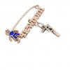 baby safety pin, boy – newborn – June 7th, made of 18k rose gold vermeil on 925 sterling silver with blue enamel