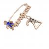 baby safety pin, boy – newborn – March 21st, made of 18k rose gold vermeil on 925 sterling silver with blue enamel