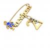 baby safety pin, boy – newborn – March 21st, made of 18k yellow gold vermeil on 925 sterling silver with blue enamel