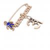 baby safety pin, boy – newborn – March 31st, made of 18k rose gold vermeil on 925 sterling silver with blue enamel