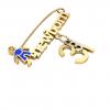 baby safety pin, boy – newborn – March 31st, made of 18k yellow gold vermeil on 925 sterling silver with blue enamel