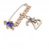 baby safety pin, boy – newborn – May 25th, made of 18k rose gold vermeil on 925 sterling silver with blue enamel