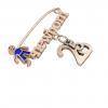 baby safety pin, boy – newborn – May 26th, made of 18k rose gold vermeil on 925 sterling silver with blue enamel