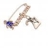 baby safety pin, boy – newborn – May 27th, made of 18k rose gold vermeil on 925 sterling silver with blue enamel