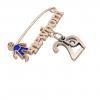 baby safety pin, boy – newborn – May 29th, made of 18k rose gold vermeil on 925 sterling silver with blue enamel