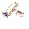 baby safety pin, boy – newborn – May 31st, made of 18k rose gold vermeil on 925 sterling silver with blue enamel