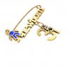 baby safety pin, boy – newborn – May 31st, made of 18k yellow gold vermeil on 925 sterling silver with blue enamel
