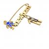 baby safety pin, boy – newborn – November 11th, made of 18k yellow gold vermeil on 925 sterling silver with blue enamel