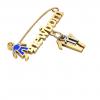 baby safety pin, boy – newborn – November 17th, made of 18k yellow gold vermeil on 925 sterling silver with blue enamel