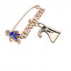 baby safety pin, boy – newborn – November 21st, made of 18k rose gold vermeil on 925 sterling silver with blue enamel