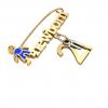 baby safety pin, boy – newborn – November 21st, made of 18k yellow gold vermeil on 925 sterling silver with blue enamel