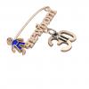 baby safety pin, boy – newborn – November 30th, made of 18k rose gold vermeil on 925 sterling silver with blue enamel