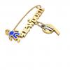 baby safety pin, boy – newborn – November 9th, made of 18k yellow gold vermeil on 925 sterling silver with blue enamel