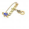 baby safety pin, boy – newborn – September 8th, made of 18k yellow gold vermeil on 925 sterling silver with blue enamel