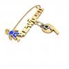 baby safety pin, boy – newborn – September 9th, made of 18k yellow gold vermeil on 925 sterling silver with blue enamel