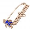 baby safety pin, boy – newborn, made of 18k rose gold vermeil on 925 sterling silver with blue enamel