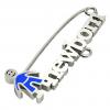 baby safety pin, boy – newborn, made of 18k white gold vermeil on 925 sterling silver with blue enamel