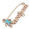 baby safety pin, boy – newborn, made of 18k rose gold vermeil on 925 sterling silver with turquoise  enamel