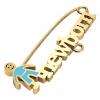 baby safety pin, boy – newborn, made of 18k gold vermeil on 925 sterling silver with turquoise  enamel