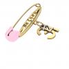 baby safety pin, classic clasp – December  31st, made of 18k gold vermeil on 925 sterling silver with pink enamel