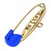 baby safety pin, clasiic clasp – να ζηση, made of 18k gold vermeil on 925 sterling silver with blue enamel