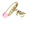 baby safety pin, classic clasp – baby – December 31st, made of 18k gold vermeil on 925 sterling silver with pink enamel