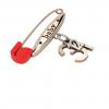 baby safety pin, classic clasp – baby – December 31st, made of 18k rose gold vermeil on 925 sterling silver with red enamel