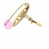 baby safety pin, classic clasp – baby – January 1st, made of 18k gold vermeil on 925 sterling silver with pink enamel