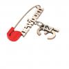 baby safety pin, classic clasp – newborn December 31st, made of 18k rose gold vermeil on 925 sterling silver with red enamel