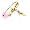 baby safety pin, classic clasp – newborn – January 1st, made of 18k gold vermeil on 925 sterling silver with pink enamel