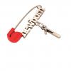 baby safety pin, classic clasp – newborn – January 1st, made of 18k rose gold vermeil on 925 sterling silver with red enamel