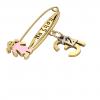 baby safety pin, girl – baby – December 31st, made of 18k gold vermeil on 925 sterling silver with pink enamel