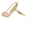 baby safety pin, girl – baby – January 1st, made of 18k gold vermeil on 925 sterling silver with pink enamel
