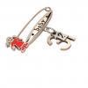 baby safety pin, girl – baby – December 31st, made of 18k rose gold vermeil on 925 sterling silver with red enamel