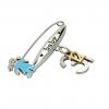baby safety pin, girl – baby – December 31st, made of 18k white gold vermeil on 925 sterling silver with turquoise  enamel