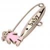 baby safety pin, girl – baby, made of 18k rose gold vermeil on 925 sterling silver with pink enamel