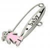 baby safety pin, girl – baby, made of 18k white gold vermeil on 925 sterling silver with pink enamel