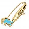 baby safety pin, girl – baby, made of 18k gold vermeil on 925 sterling silver with turquoise enamel